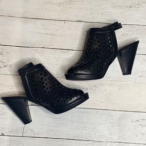 Black Leather Strappy Heels